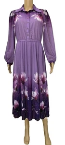 HANAE MORI Shirt Pleated Midi Dress - Picture 1 of 12