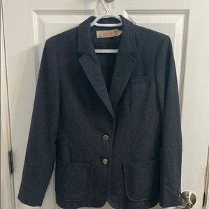 Vintage Young Pendleton Size Youth 11-12 Dark Grey Blazer 100% Virgin Wool Fall - Picture 1 of 8