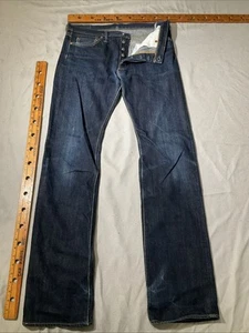 The Flat Head Jeans Mens 34 Blue Japanese Selvedge Denim Button Fly Grunge - Picture 1 of 18