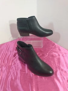 Clark’s Addiy Kara Mujer Talla 9 M Botines Negro Cuero Caído Botines - Imagen 1 de 9
