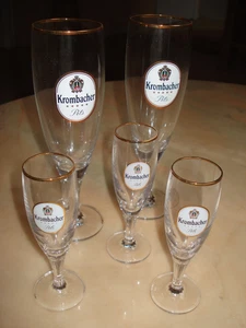 5 original Krombacher Gläser Bier Pils mit Goldrand top - Bild 1 von 7