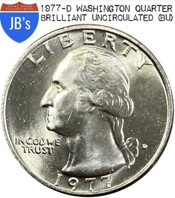 1977-D Washington Quarter 25c - BRILLIANT UNCIRCULATED (BU) - Image 1 of 4