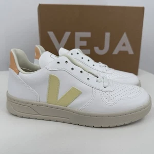 Veja V-10 CWL Sneaker Gr. 7 Damen 38 EU Weiß/Sonne/Pfirsich Vegan Leder BRASILIEN - Bild 1 von 14