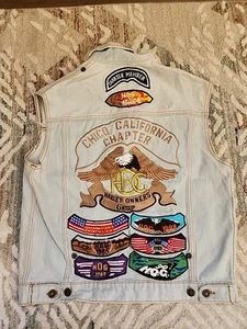 Vintage 1980's Levis Denim Vest W/ Harley-Davidson Patches Charter Member Rare!! - Picture 1 of 10