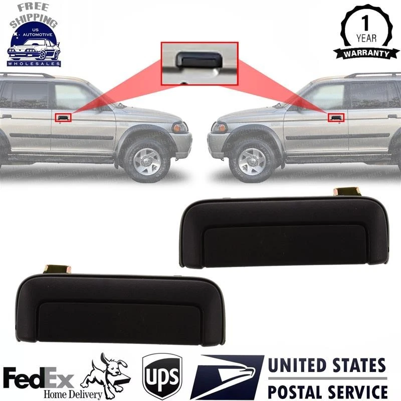 Front Exterior Door Handle  Set of 2 Black For 97-2004 Mitsubishi Montero Sport Foto 1 de 4