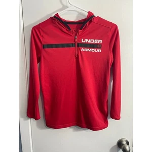 Under Armour Hoodie Youth Medium Red Quarter Zip Hear Gear Athletic Sporty - Picture 1 of 6
