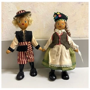 Holländischer Junge Holzpuppe Paar handgefertigt 7,5 Zoll Vintage - Bild 1 von 9
