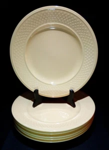 vintage 6 assiettes plate grain de riz jaune pale Genevieve Lethu 25.5 cm 1984 - Imagen 1 de 7