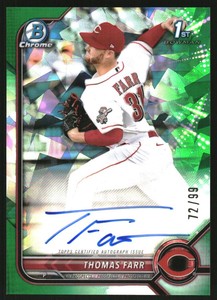 2022 Bowman Chrome Prospect Autographs Green Atomic Ref #CPATF Thomas Farr /99