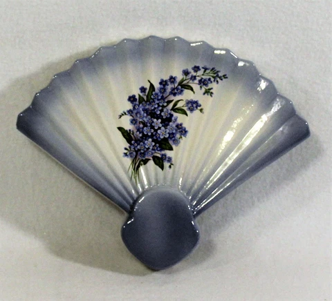Ceramic Fan Decorative Wall Hanging Blue White Floral Shabby Cottage Core Cover