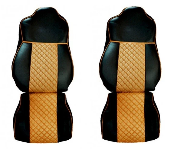 2 X Sitzbezüge PU Leder Beige Für DAF XF 105 2010-2015 Jahr Lkw - Bild 1 von 1