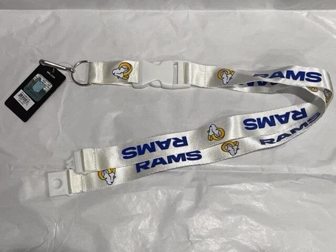 LA Rams Key Ring Badge holder White Lanyard Cover