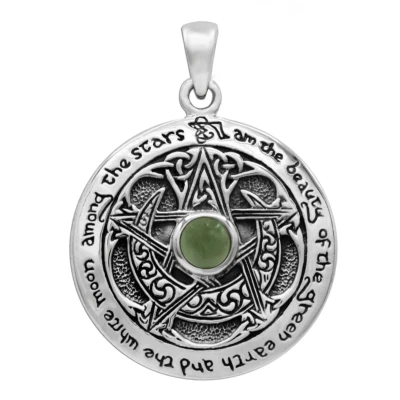 Colgante Pentáculo Luna Moldavita Plata Esterlina Wicca Bruja Pentagrama Joyería Foto 1 de 4