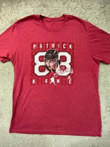 Chicago Blackhawks Shirt Mens Medium Red Short Sleeve Patrick Kane Hockey Adult Cover
