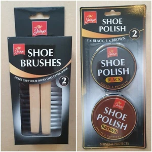 JUEGO DE CEPILLO DE ZAPATOS ESMALTE MARRÓN NEGRO + 2 CEPILLO DE MANGO DE MADERA VIAJE TRABAJO A CASA - Imagen 1 de 4