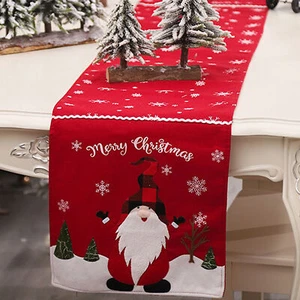 Carino Elf Natale Decorazioni Per La Tavola Da Pranzo Runner In Lino - Foto 1 di 7