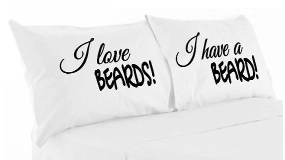 I love beards, I have a beard print pillowcase set wedding valentine's Christmas - Image 1 of 1