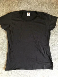 Womens T-shirt Plain Black Fruit Of The Loom - Picture 1 of 1