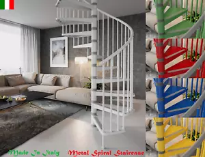 Indoor Spiral Staircase Steel Step Railing 7 Colors PVC Handrail 12-Step Kit - Picture 1 of 16