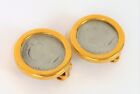 VINTAGE BEAUTIFUL YELLOW GOLD TONE 1969 COIN SWITZERLAND FOREIGN CLIP EARRINGS