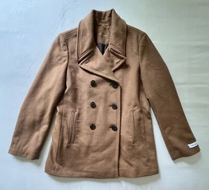 New Calvin Klein Coat Women's Large 14 Brown Wool Pea Coat - Picture 1 of 9