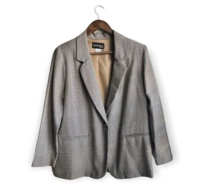 Giacca Blazer Vintage Requirements Petite Multicolore Houndstooth Quadri 14P 90 - Foto 1 di 9