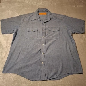 Vintage Red Kap Shirt Mens XL Pearl Snap Workwear Short Sleeve - Picture 1 of 5