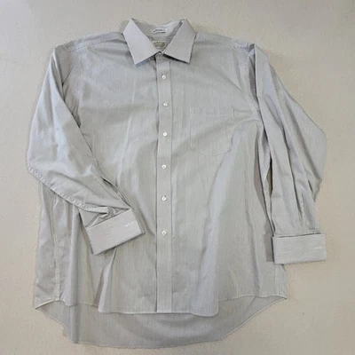Camisa de vestir Eagle Shirtmakers 1867 para hombre 18 34/35 ajuste regular gris a rayas francesa Foto 1 de 4