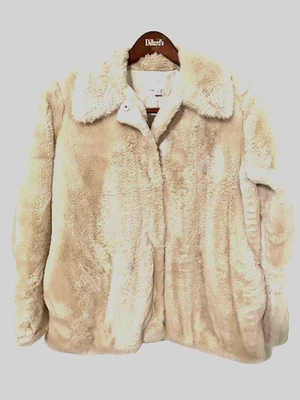 Chaqueta para mujer Jill mediana beige imitación piel bolsillos cierre a presión SUAVE USADA EN EXCELENTE ESTADO Foto 1 de 4