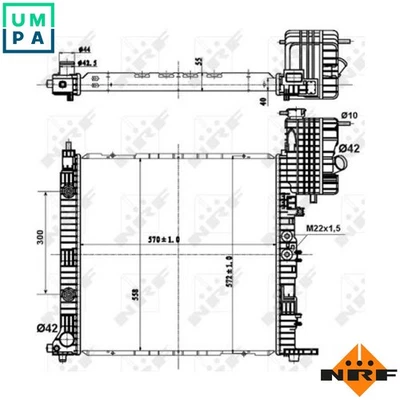 RADIATOR ENGINE COOLING 50581 FOR M111.978/980 2.3L OM601.970/942 2.3L 4cyl - Image 1 of 4
