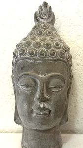 Buddha Kopf Garten Statue 8-1/2" hellgrau Beton Stein 3,4 Pfund - Bild 1 von 16