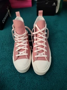 womens pink leather converse size 8 - Picture 1 of 13