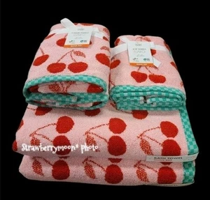 6pc Caro Home Cherry Checkered Plush 100% Cotton Bath Hand Tip Towel Set NEW - Picture 1 of 7