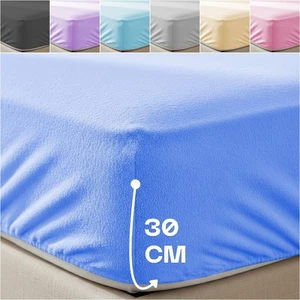 EXTRA DEEP TEDDY BEAR SHERPA FLEECE FITTED SHEET WINTER WARM GREY DOUBLE BEDDING - Picture 1 of 40