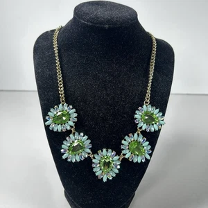J. Crew Blue, Green and Turquoise Rhinestone Bib Statement Necklace New Elegant - Picture 1 of 7