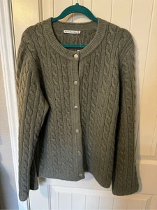 Maglione cardigan Abercrombie & Fitch maglia cavo verde oro bottoni nuovo con etichette taglia XXL - Foto 1 di 8