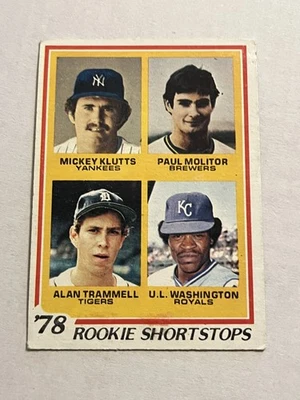 1978 Topps - Rookie Shortstops Paul Molitor, Alan Trammell, U.L. Washington #707 Foto 1 de 2
