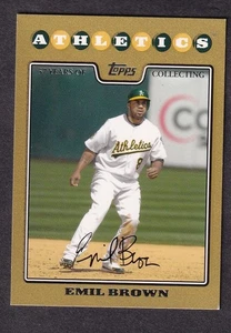 2008 Topps baseball card #UH260 Athletics Emil Brown gold 1079/2008 - Picture 1 of 2