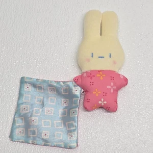 Fisher Price Small Baby Bunny Rabbit Pink with Tiny Blue Blanket Plush Rattle - Picture 1 of 11