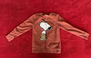H&M Kid's Long Sleeve Sequin Multicolor Snoopy Pullover Brick Color Sweatshirt 6 - Picture 1 of 9