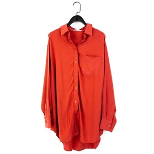 Mango Burnt Red Long Sleeve Buttoned Front Pocket Shirt Top - Size S - Picture 1 of 17