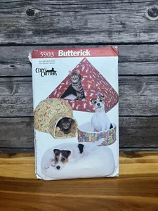 BUTTERICK PATTERN 5903 COZY CRITTERS 4 DOG & CAT BEDS IGLOO PYRAMID TENT UNCUT - Picture 1 of 3