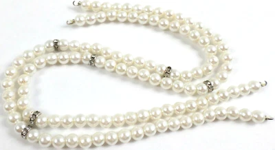 2 ganchos vintage de diamantes de imitación de perlas blancas de 6 mm de 13,25" para ambos extremos Foto 1 de 4