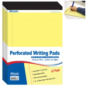 12 Ct Legal Note Pads Wide Ruled Writing 8.5 X 11 Canary Yellow 50 Sheets! - Picture 1 of 1