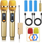 Wireless Microphone UHF Dual Handheld Cordless Dynamic Mic System with Gold