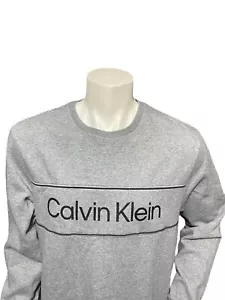 Calvin Klein Men's Pullover Casual Sweater Size Adult XL Gray Long Sleeves Logo - Picture 1 of 14
