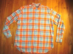 Ralph Lauren Orange/Blue Heavyweight Check Oxford Dress Shirt 2XLT New - Picture 1 of 9