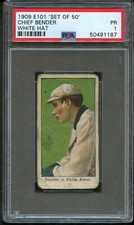 1909 E101 Set of 50 Chief Bender White Hat PSA 1