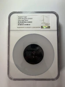 2020 Mongolia 5000T Majestic Eagle 5oz .999 Silver BlackProof Coin NGC PF70 - Picture 1 of 4