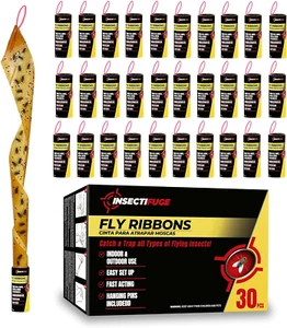 30Pcs Fly Strips Indoor Sticky Hanging with Pins - Fast Acting Fly Paper Indoor - Picture 1 of 12